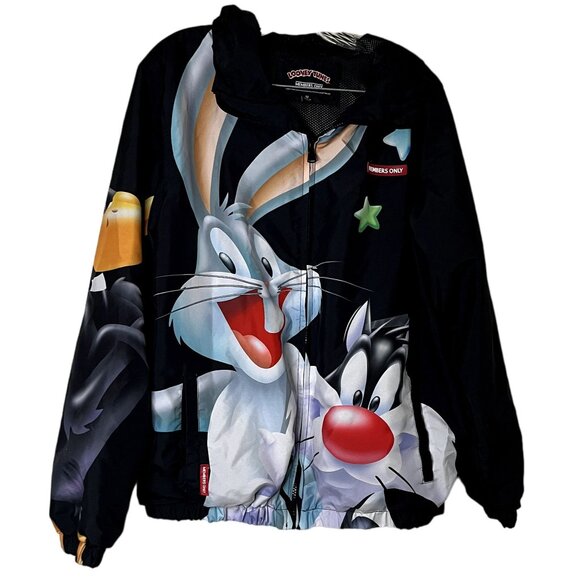 Members Only Looney Tunes Space Jam All Over Print Windbreaker Medium NWOT